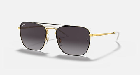 RAY-BAN RB3588 POLISHED BLACK ON GOLD/GREY, 55