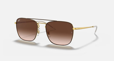 RAY-BAN RB3588 POLISHED BROWN ON GOLD/BROWN GRADIENT DARK BROWN, 55