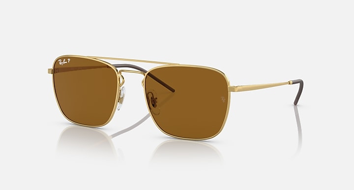 RAY-BAN RB3588 POLISHED ARISTA GOLD/DARK BROWN, 55