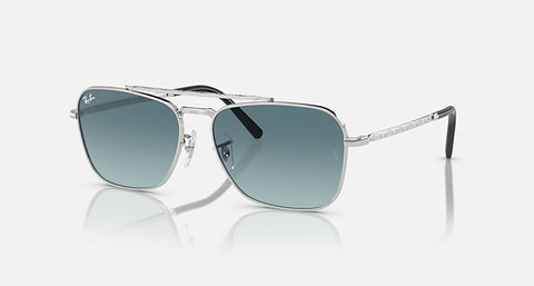 RAY-BAN NEW CARAVAN POLISHED SILVER/BLUE/GREY, 58