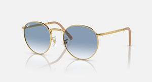 RAY-BAN NEW ROUND POLISHED ARISTA GOLD/BLUE, 50