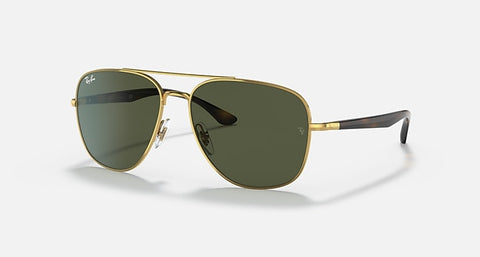 RAY-BAN RB3683 POLISHED ARISTA GOLD/G-15 GREEN, 56