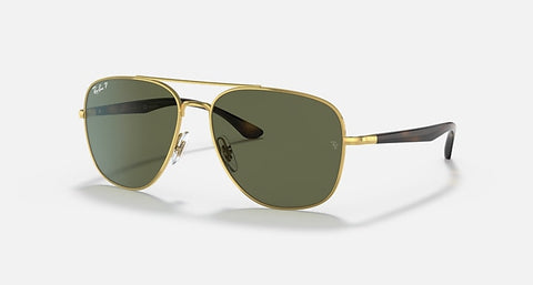 RAY-BAN RB3683 POLISHED ARISTA GOLD/G-15 GREEN, 56