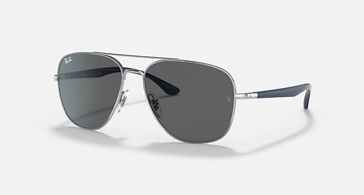 RAY-BAN RB3683 POLISHED SILVER/DARK GREY, 56