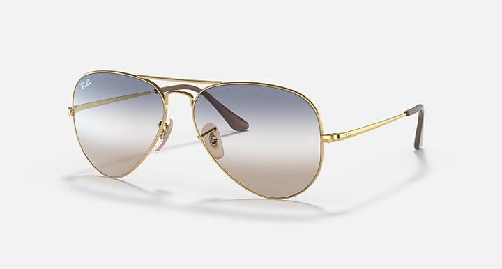 RAY-BAN AVIATOR METAL II POLISHED ARISTA GOLD/BLUE/BROWN GRADIENT,58