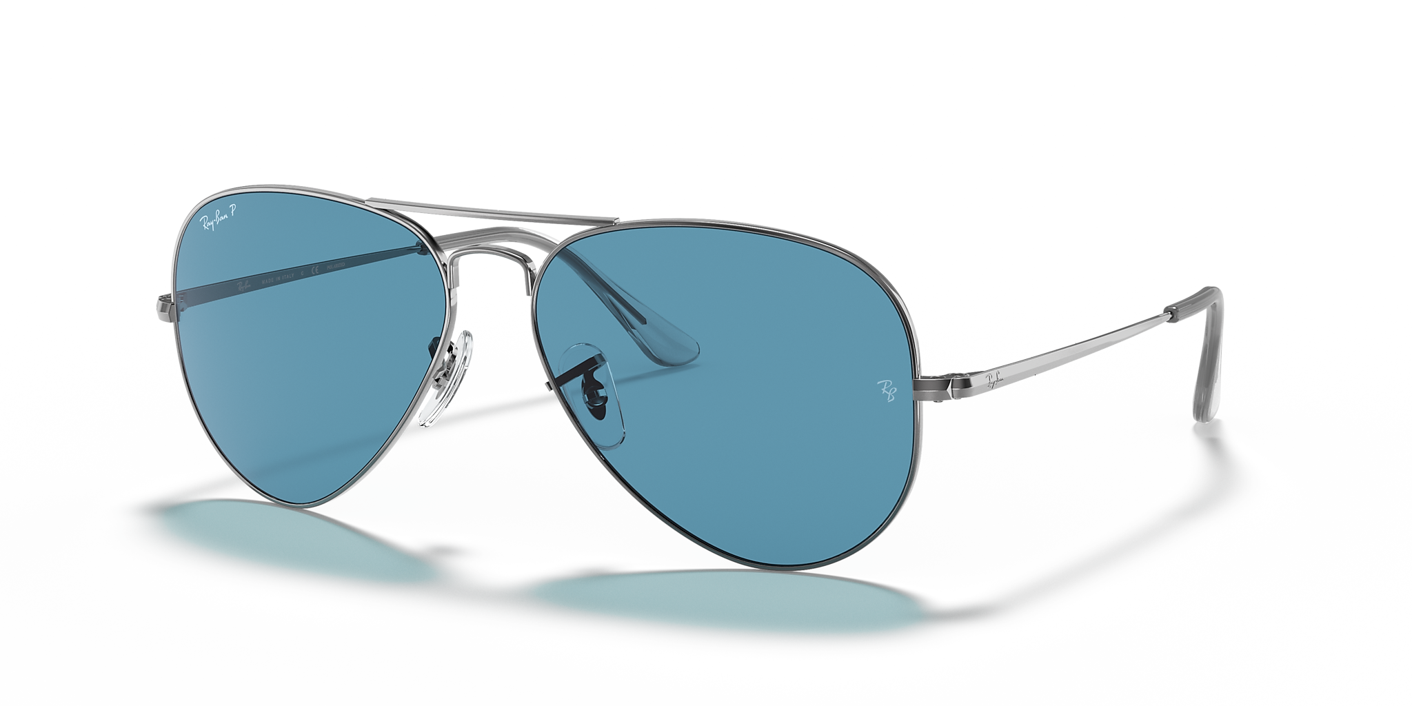 RAY-BAN AVIATOR METAL II POLISHED GUNMETAL/BLUE, 58