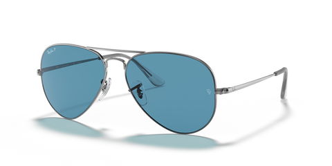 RAY-BAN AVIATOR METAL II POLISHED GUNMETAL/BLUE, 58