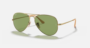 RAY-BAN AVIATOR METAL II POLISHED ARISTA GOLD/G-15 GREEN, 62