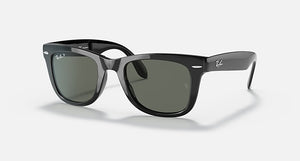 RAY-BAN WAYFARER FOLDING CLASSIC POLISHED BLACK/G-15 GREEN, 54