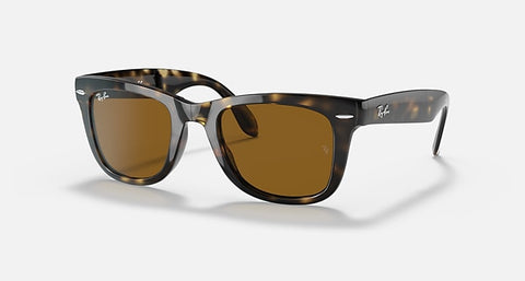 RAY-BAN WAYFARER FOLDING CLASSIC POLISHED LIGHT HAVANA/B-15 BROWN, 50