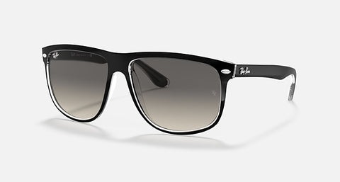 RAY-BAN BOYFRIEND POLISHED BLACK ON TRANSPARENT/GREY GRADIENT, 60