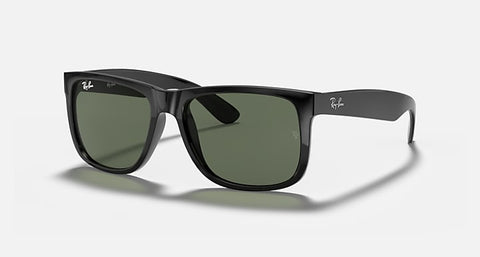 RAY-BAN JUSTIN CLASSIC POLISHED BLACK/G-15 GREEN, 55