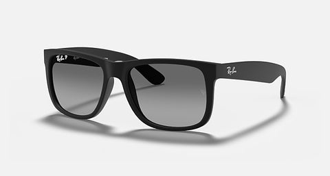 RAY-BAN JUSTIN CLASSIC MATTE RUBBER BLACK/GREY, 55