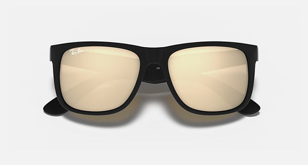 RAY-BAN JUSTIN COLOR MIX Matte Rubber Black/Gold Mirror, 54
