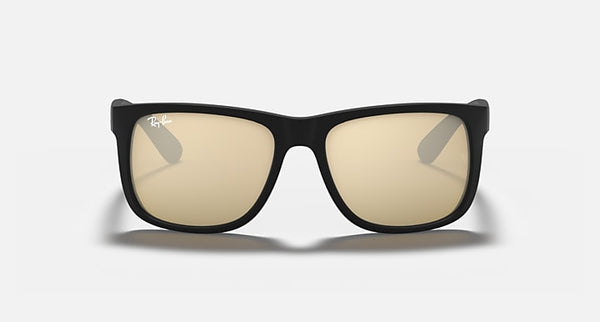 RAY-BAN JUSTIN COLOR MIX Matte Rubber Black/Gold Mirror, 54