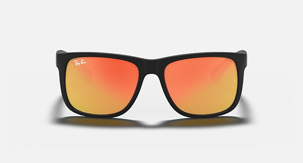 RAY-BAN JUSTIN Color Mix Sunglasses in Rubber Black/ Brown Mirror Orange 51