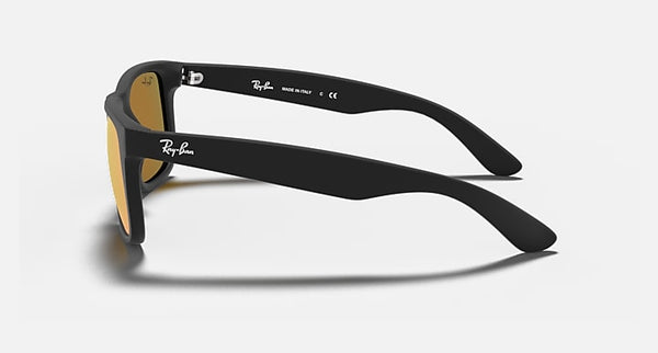 RAY-BAN JUSTIN Color Mix Sunglasses in Rubber Black/ Brown Mirror Orange 51