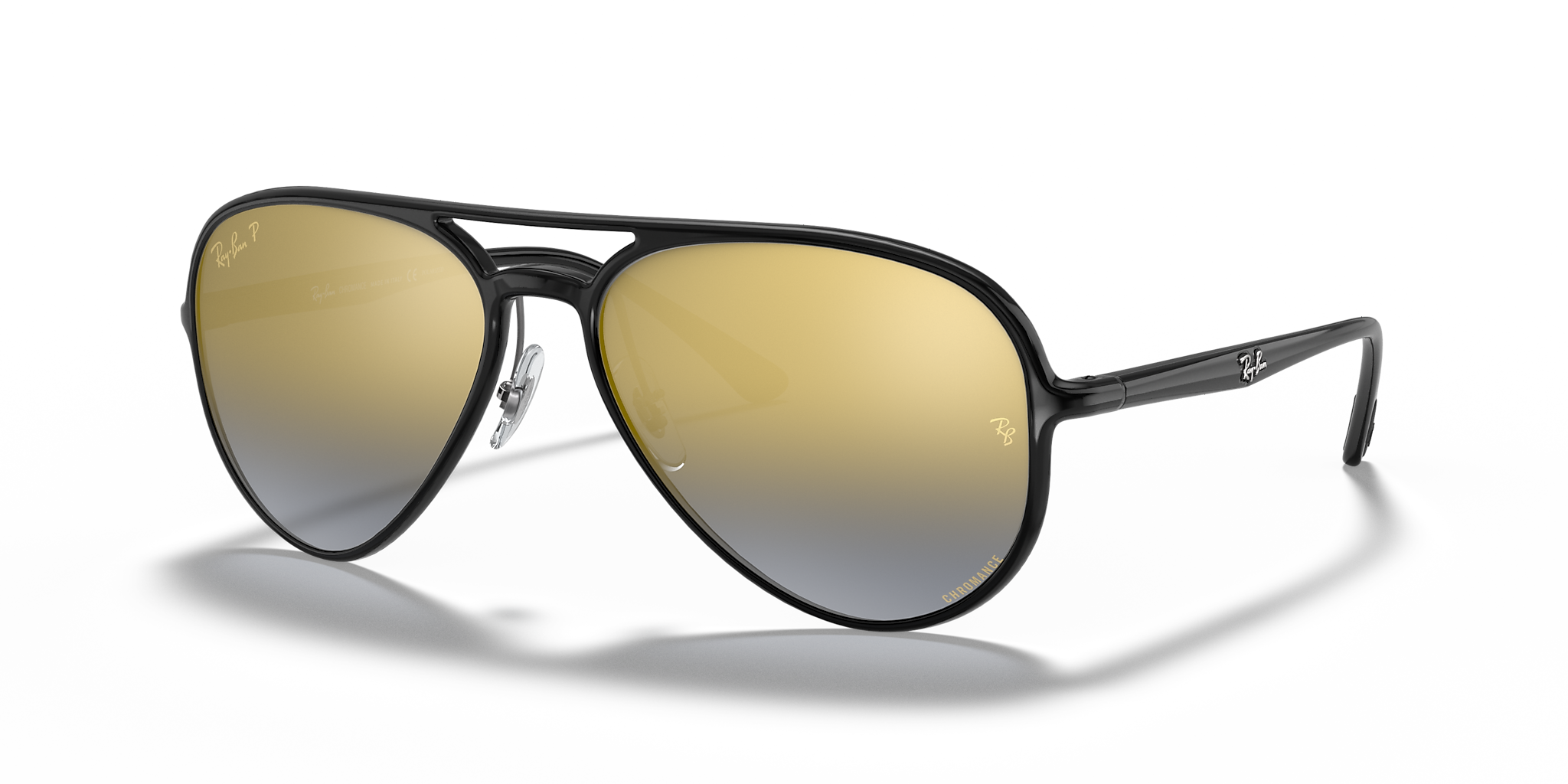 RAY-BAN RB4320CH CHROMANCE POLISHED BLACK/BLUE CHROMANCE, 58