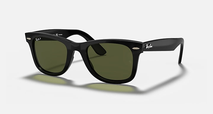 RAY-BAN WAYFARER EASE POLISHED BLACK/G-15 GREEN, 50