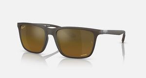 RAY-BAN RB4385 MATTE BROWN/BROWN/GOLD CHROMANCE, 58