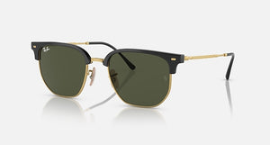 RAY-BAN NEW CLUBMASTER  POLISHED BLACK ON GOLD/GREEN, 53