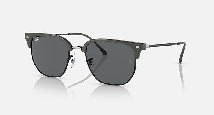 RAY-BAN NEW CLUBMASTER POLISHED GREY ON BLACK/DARK GREY, 51