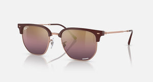 "RAY-BAN NEW CLUBMASTER POLISHED BORDEAUX ON ROSE GOLD/GOLD/RED CHROMANCE, 51