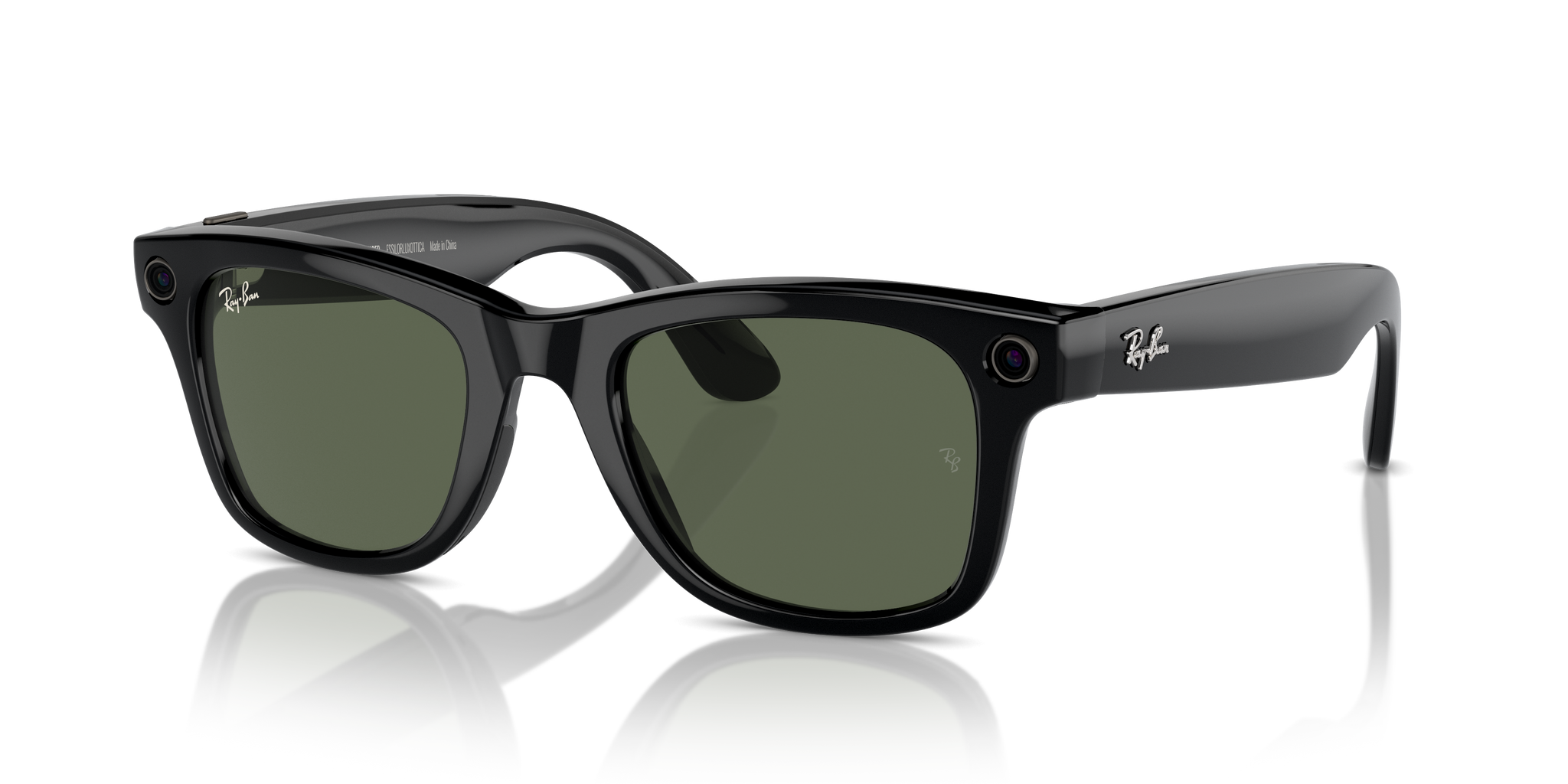 RAY BAN META WAYFARER SMART GLASSES - SHINY BLACK, G-15 Green