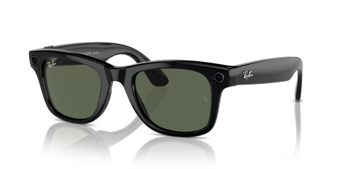 RAY BAN META WAYFARER SMART GLASSES - SHINY BLACK, G-15 Green