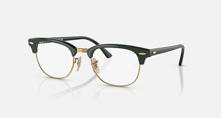 RAY-BAN CLUBMASTER OPTICS POLISHED GREEN ON GOLD, 49