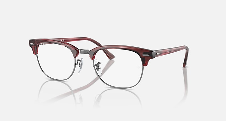 RAY-BAN CLUBMASTER OPTICS POLISHED STRIPED RED, 53