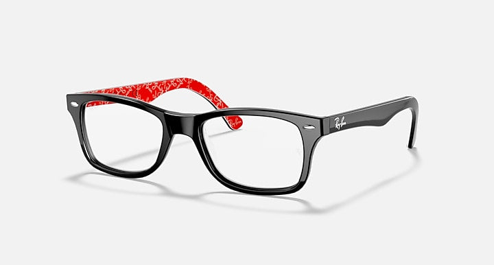 RAY-BAN RB5228 OPTICS POLISHED BLACK ON RED, 50