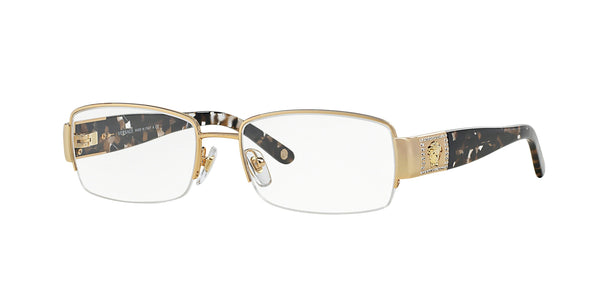 VERSACE VE 1175B 1002 EYEGLASSES WITH GOLD FRAME 53 DIAMETER LENSES