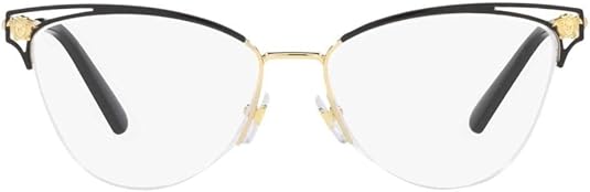 VERSACE VE 1280 1433 GOLD/BLACK METAL CAT-EYE EYEGLASSES 53