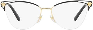 VERSACE VE 1280 1433 GOLD/BLACK METAL CAT-EYE EYEGLASSES 53