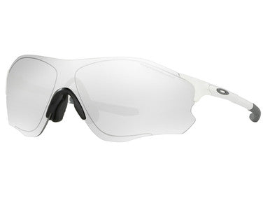 OAKLEY MEN'S OO9313 EVZERO PATH LOW BRIDGE FIT POLARIZED RECTANGULAR SUNGLASSES, MATTE WHITE/CLEAR BLACK IRIDIUM PHOTOCHROMIC, 38