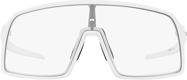 OAKLEY MEN'S OO9406A SUTRO LOW BRIDGE FIT POLARIZED RECTANGULAR SUNGLASSES, MATTE WHITE/CLEAR TO BLACK PHOTOCHROMIC, 37