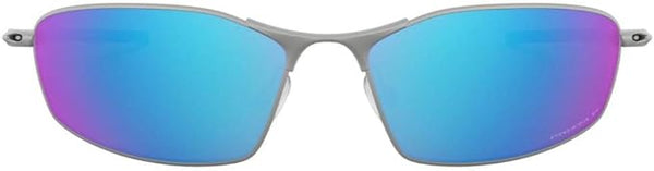 OAKLEY MEN'S WHISKER OVAL SUNGLASSES, SATIN CHROME/PRIZM SAPPHIRE IRIDIUM POLARIZED, OO4141 60