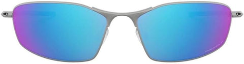 OAKLEY MEN'S WHISKER OVAL SUNGLASSES, SATIN CHROME/PRIZM SAPPHIRE IRIDIUM POLARIZED, OO4141 60