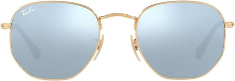 RAY-BAN HEXAGONAL FLAT LENS SUNGLASSES, GOLD/GREY FLASH, RB3548N 54