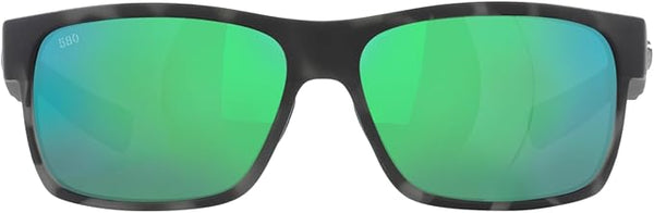 COSTA DEL MAR MENS HALF MOON RECTANGULAR SUNGLASSES, TIGER SHARK/GREEN MIRRORED POLARIZED-580G, 60