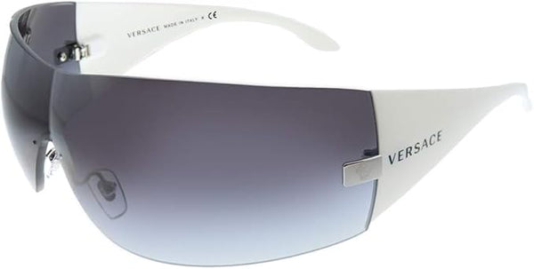 VERSACE VE 2054 10008G SILVER PLASTIC SHIELD SUNGLASSES GREY GRADIENT LENS