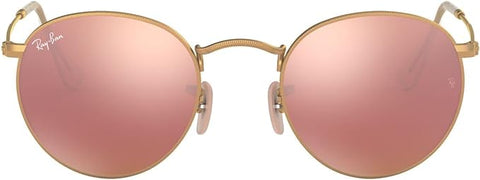 RAY-BAN ROUND METAL SUNGLASSES, LIGHT BRONZE/PINK GRADIENT BROWN, RB3447 53