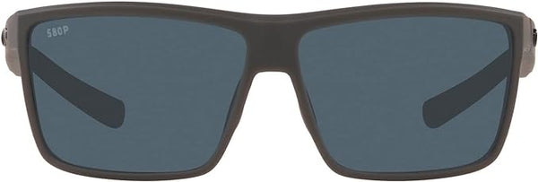 COSTA DEL MAR MENS RINCONCITO RECTANGULAR SUNGLASSES, MATTE GREY/GREY POLARIZED-580P, 60