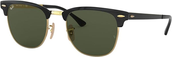 RAY-BAN CLUBMASTER METAL SQUARE SUNGLASSES, BLACK ON GOLD/G-15 GREEN, RB3716 58-51