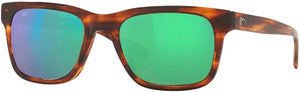 COSTA DEL MAR MENS TYBEE RECTANGULAR SUNGLASSES, SHINY TORTOISE/GREY POLARIZED-580G, 52