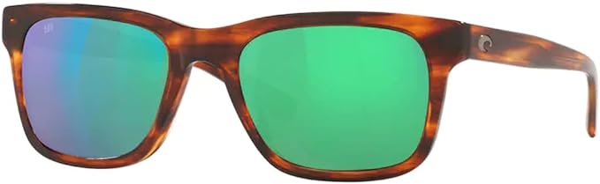 COSTA DEL MAR MENS TYBEE RECTANGULAR SUNGLASSES, BLACK TORTOISE/COPPER GREEN MIRRORED POLARIZED-580G, 52