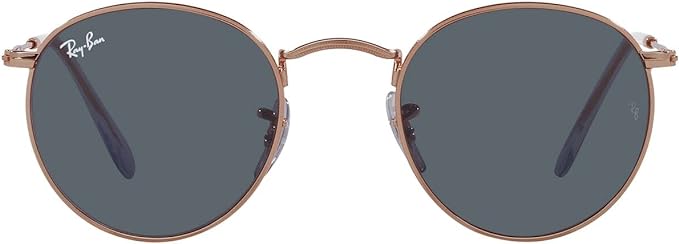 RAY-BAN ROUND METAL SUNGLASSES, ROSE GOLD/BLUE, RB3447 50