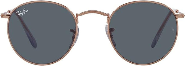 RAY-BAN ROUND METAL SUNGLASSES, ROSE GOLD/BLUE, RB3447 53