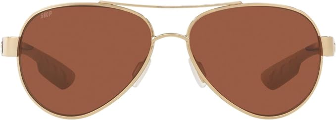 COSTA DEL MAR WOMENS LORETO AVIATOR SUNGLASSES, ROSE GOLD/COPPER POLARIZED-580P, 56